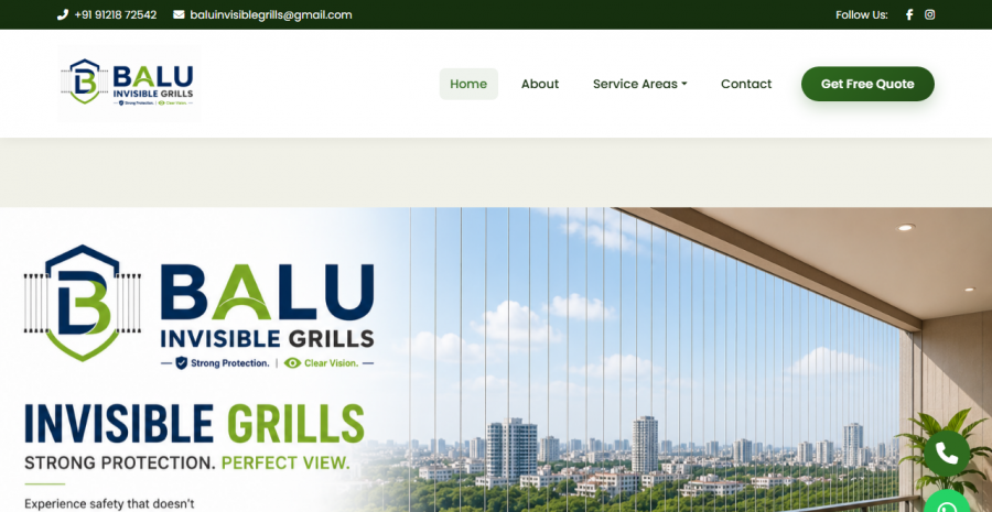 Balu Invisible Grills website